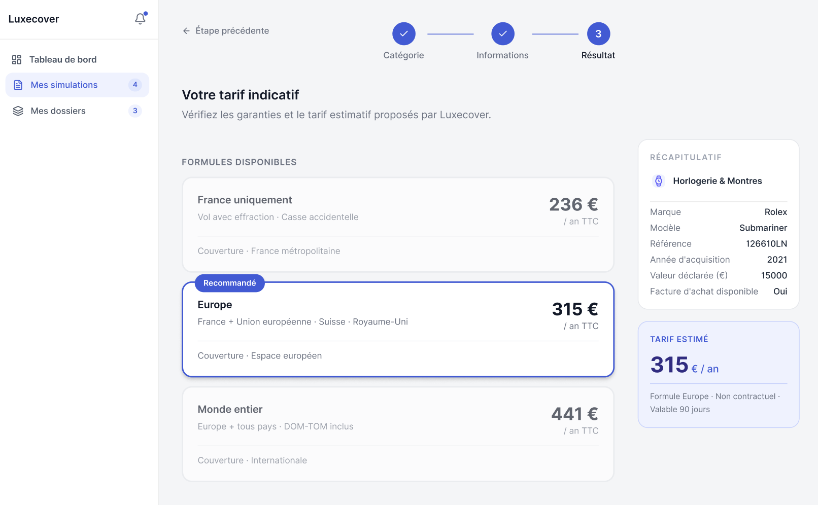 Estimation de la valeur d'un objet par les experts Luxecover
